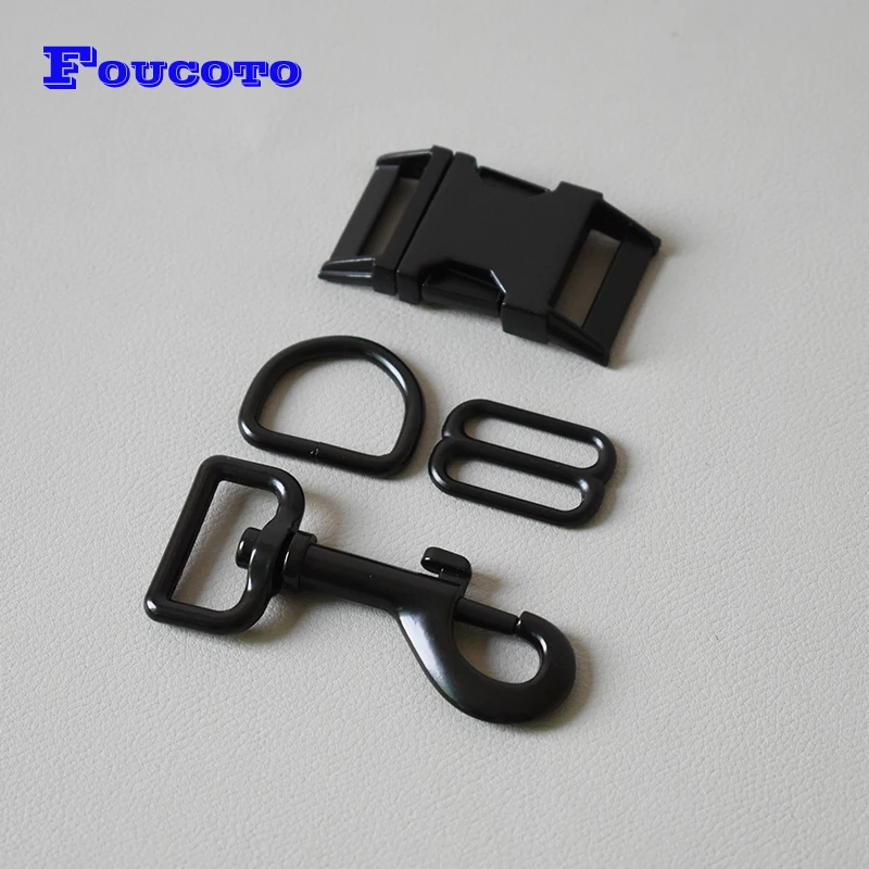 200 setsSide Release Buckle D Ring Tri-Glides Slider Регулируемая пряжка DIY 25 мм воротничок Швейные аксессуары-черный