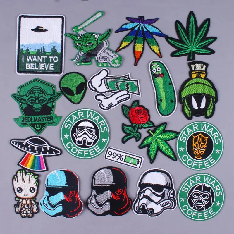 

DIY Cartoon Patch Flower Embroidered Patches For Clothes Kids Patch Iron On Appliques On Cloth Stripes For Jacket UFO Appliques