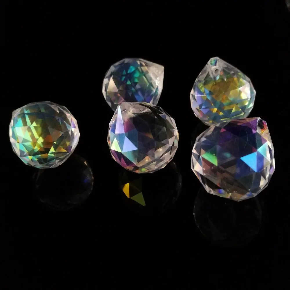 20mm Crystal Chandelier Balls 5 Pieces Mixed Color Feng Shui Glass Ball Prisms Lighting Accessories