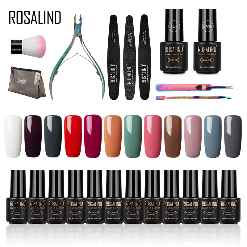 Online ROSALIND Gel Nagellack Kit Semi Permanent Hybrid Lack Set Alle Für Maniküre Gel Nagel UV LED Gel Lack Tränken off Nail art