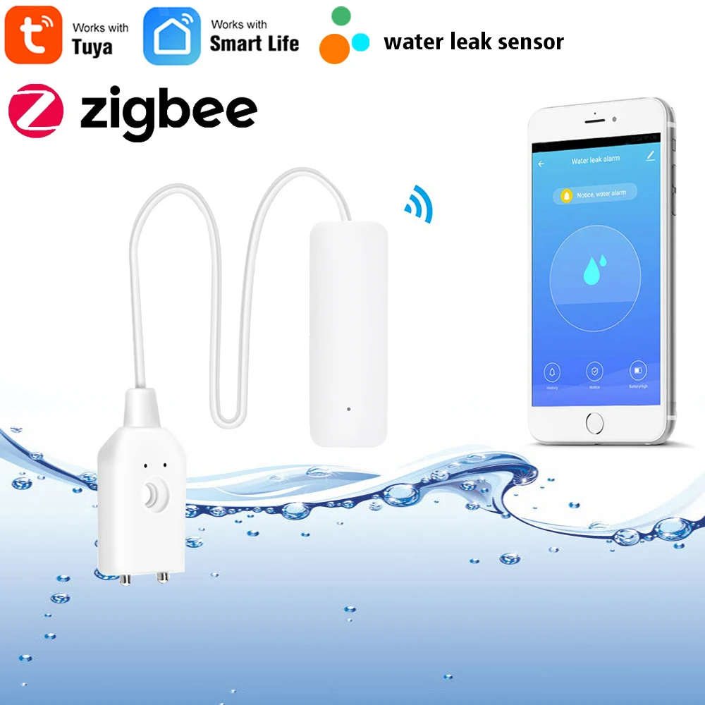 Tuya Smartlife-Detector de fugas de agua Zigbee, Sensor de alarma, aplicación remota
