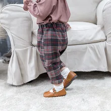 Г. Осенние новые стильные штаны в клетку для девочек