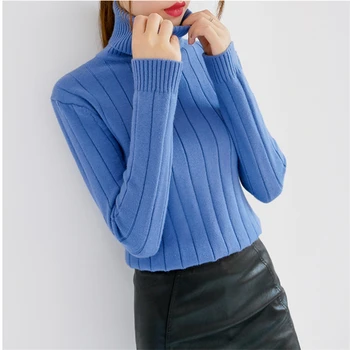 

2020 Autumn Winter Turtleneck Women Knitted Sweater Warm Tops Casual Soft Sweater Women Jumper Fashion Slim Elasticity Pullovers