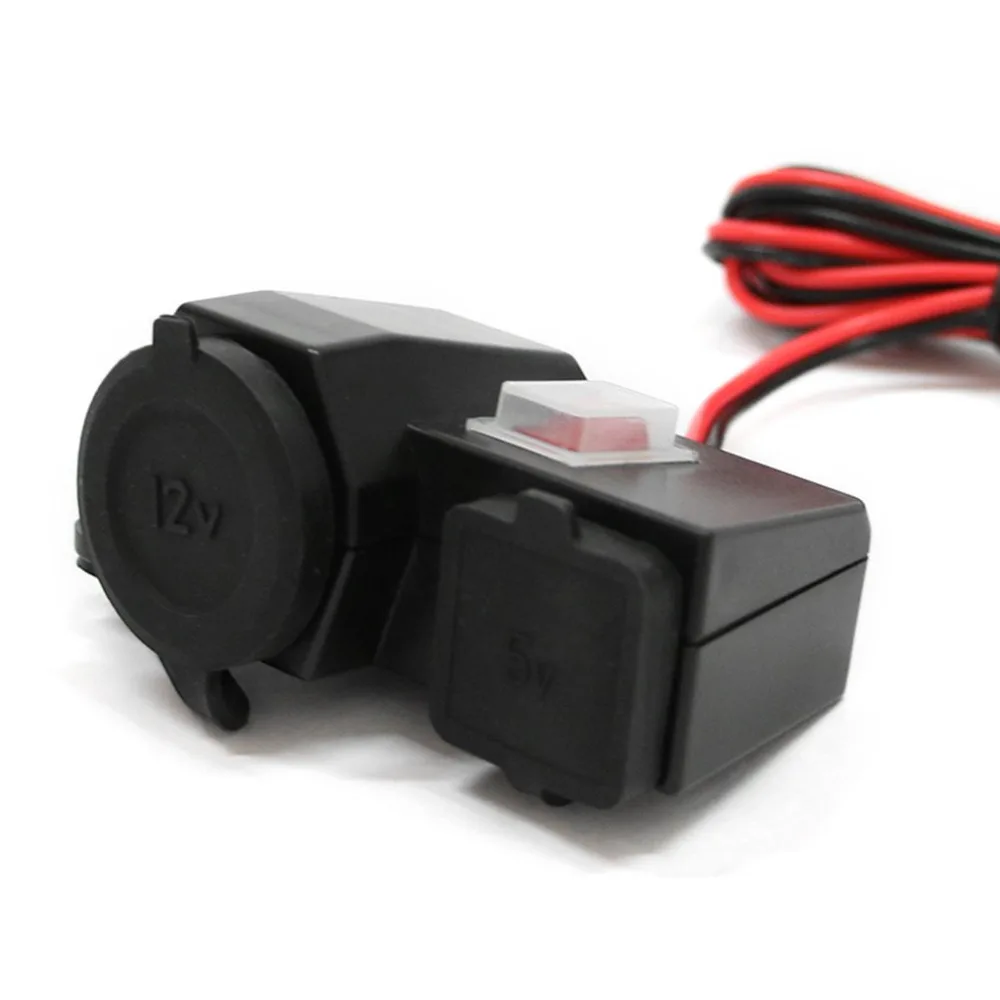 HBX4 12V~ 24V водонепроницаемый двойной USB зарядное устройство для мотоцикла пылезащитное умное зарядное устройство с прикуривателем и кнопкой переключения