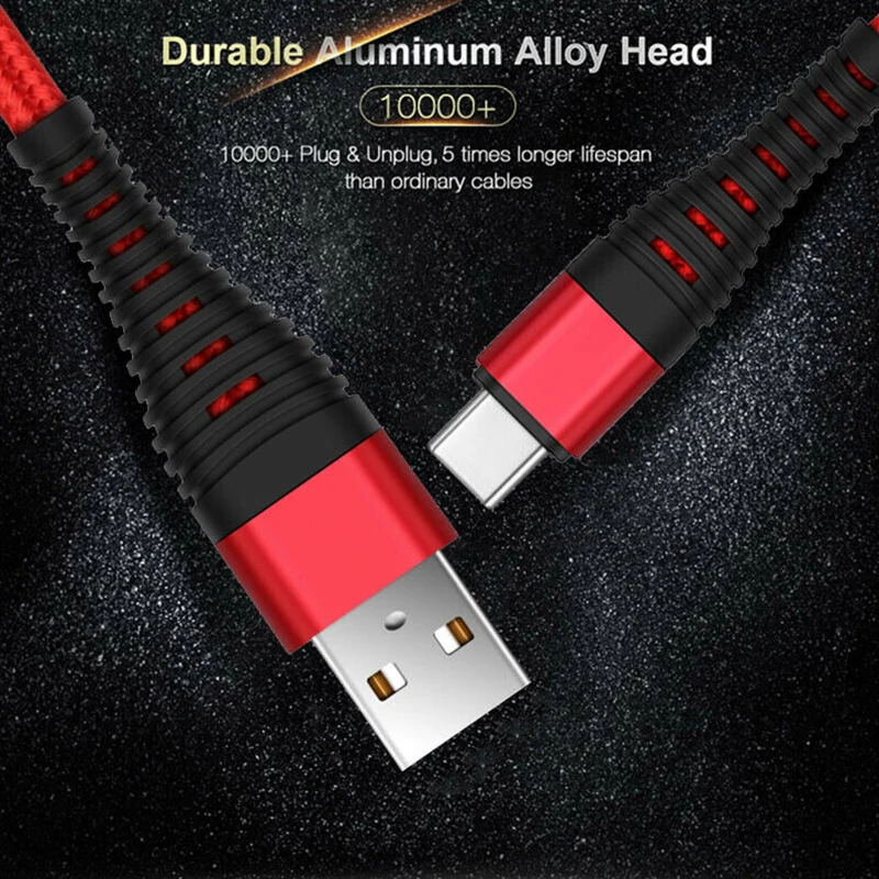 UGI 1 м~ 3 м USB-C type C USB кабель Высокая Растяжимая оплетка зарядное устройство для samsung S9/S8/Plus/Note 8/Note 9