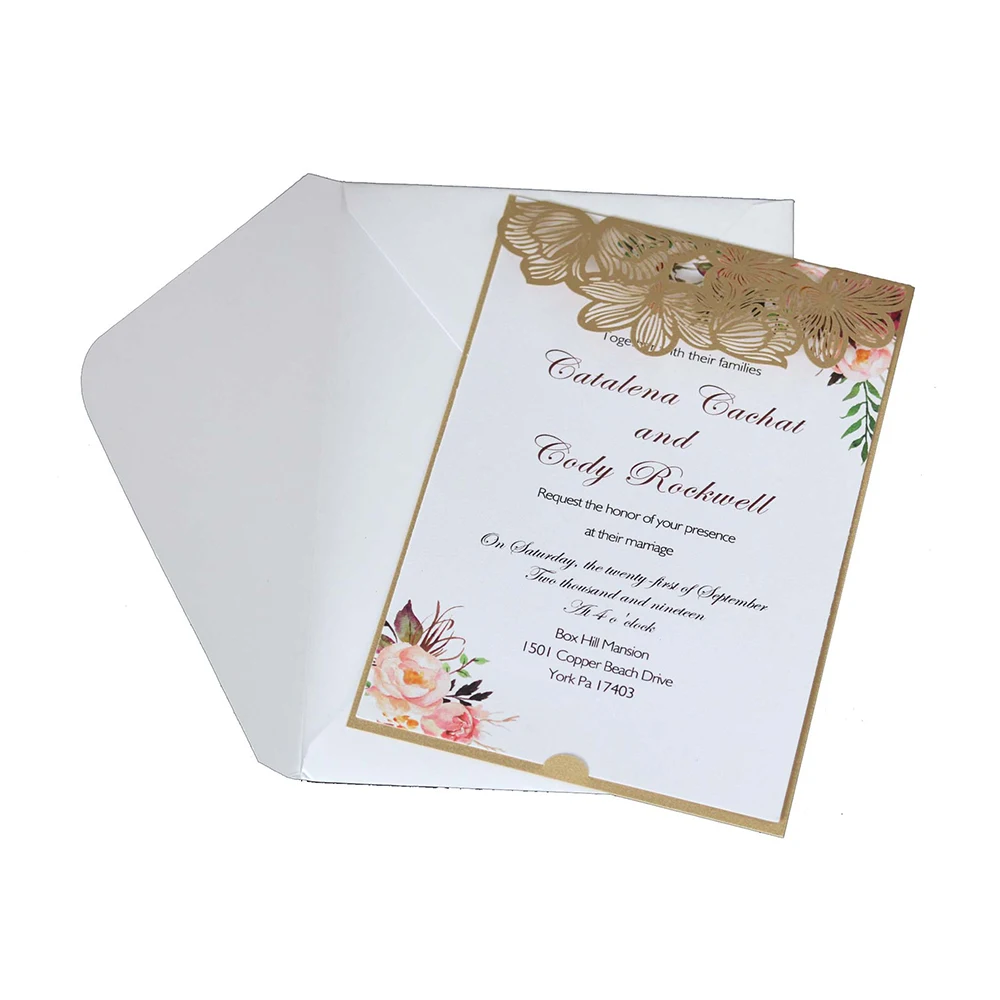 10 set Wedding invitation card included cover and inner page Elegant Laser Cut Greeting Card For Party Decor Supply