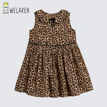 Welaken/Детские платья для девочек; платье без рукавов с леопардовым принтом; одежда для малышей; летняя верхняя одежда принцессы; Одежда для девочек