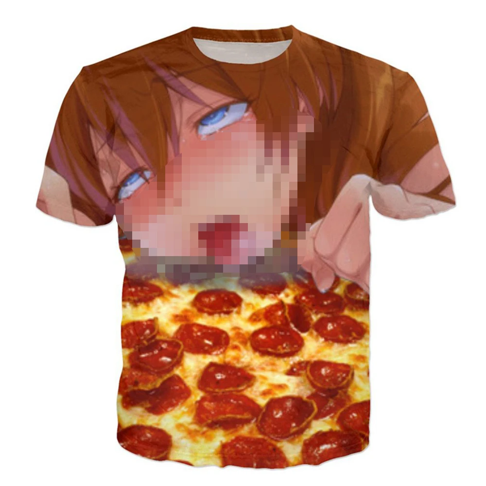 Ahegao 3D принт аниме футболка для мужчин женщин Harajuku лицо красная женщина