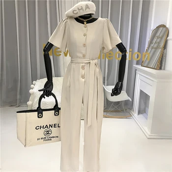 

Fashion Summer Jumpsuit Women Office Lady Solid Sashes Chiffon Rompers Womens 2020 Rompers Womens Jumpsuit