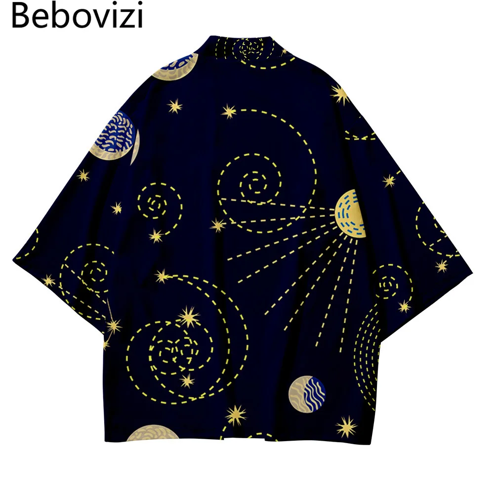 

Japanese Cardigan Women and Men Harajuku Haori Kimono Plus Size XXS-6XL 5XL Geometric Starry Sky Loose Cosplay Top Yukata Robe