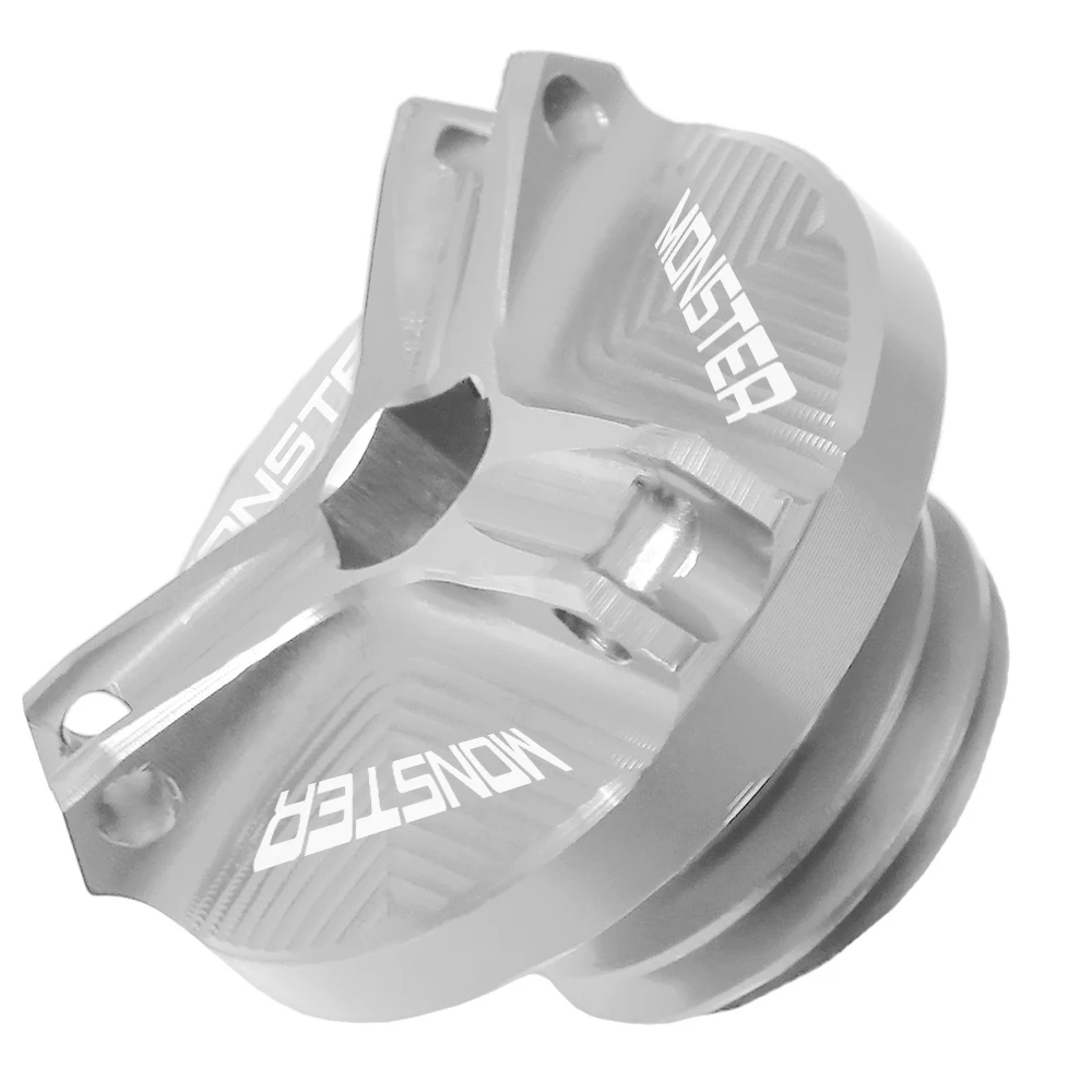 sliver With MONSTER logo Engine Oil Filter Cup Plug Cover screws For Ducati 696 600 748 848 999 1098 800 900 Monster S2R/S4/S4R/ST3 - Цвет: sliver
