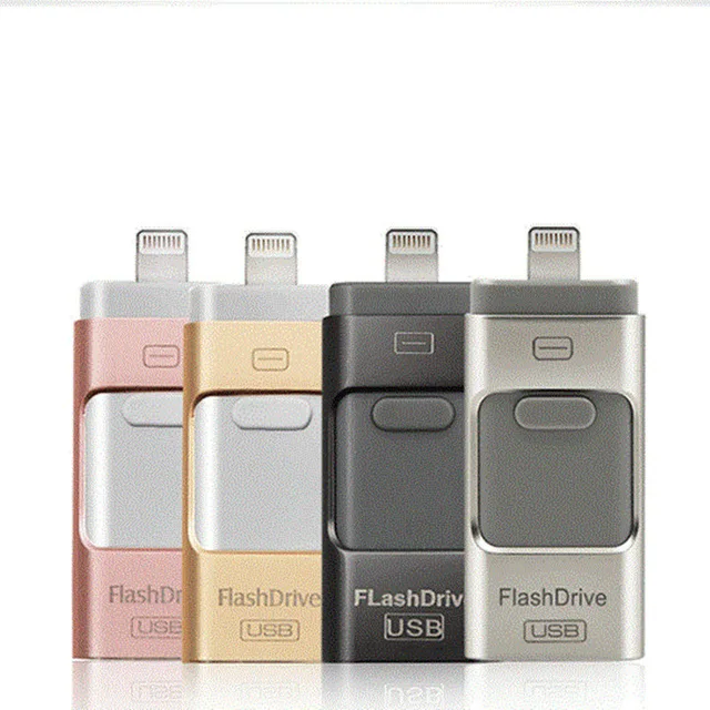 OTG USB флэш-накопитель для iPhone X/8/7/7 Plus/6 Plus/6s/5/SE ipad металла Pendrive HD флеш-накопитель 8 Гб оперативной памяти, 16 Гб встроенной памяти, 32 ГБ, 64 ГБ, 128 ГБ флэш-накопитель