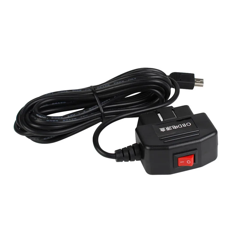 Universal Car Recorder OBD Parking Monitor Power Cord with Type-C and Micro USB Chargers (12V-40V Input to 5V/3A Output)