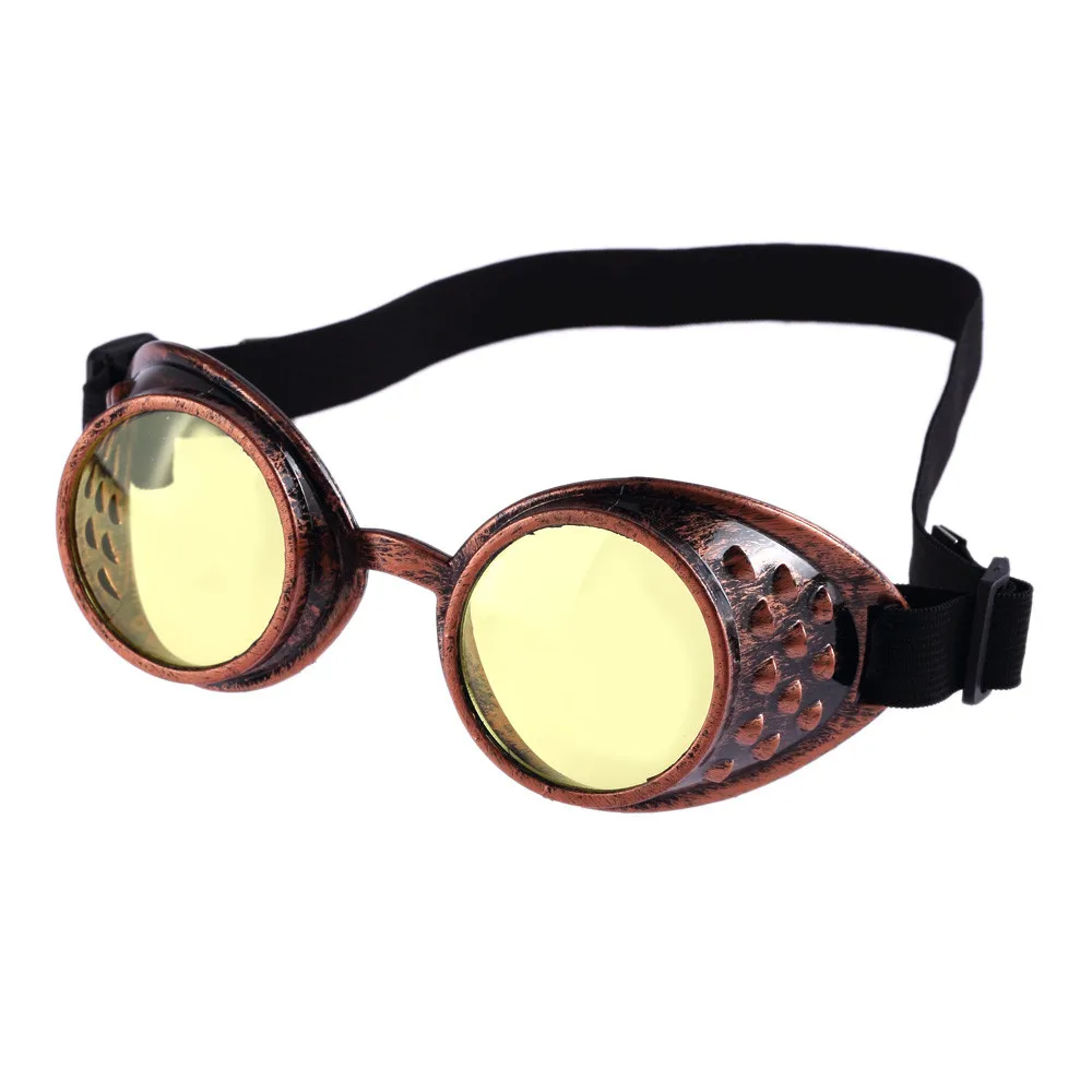 Солнцезащитные очки в винтажном стиле стимпанк очки сварочные панк очки Косплей и брендовый дизайнер#40 - Цвет: Цвет: желтый