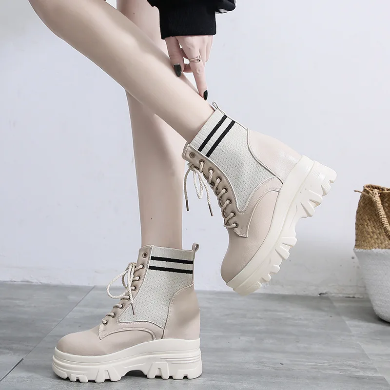 

Autumn And Winter Platform Heel Lace-up Yarn Mouth Short Boots Children Europe And America Elevator Martin Boots Trend Online Ce
