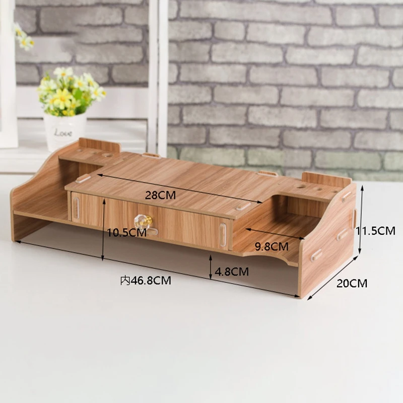 Multi-Function Desktop Monitor Stand Computer Screen Riser Wood Shelf Plinth Strong Laptop Stand Desk Holder for Notebook TV