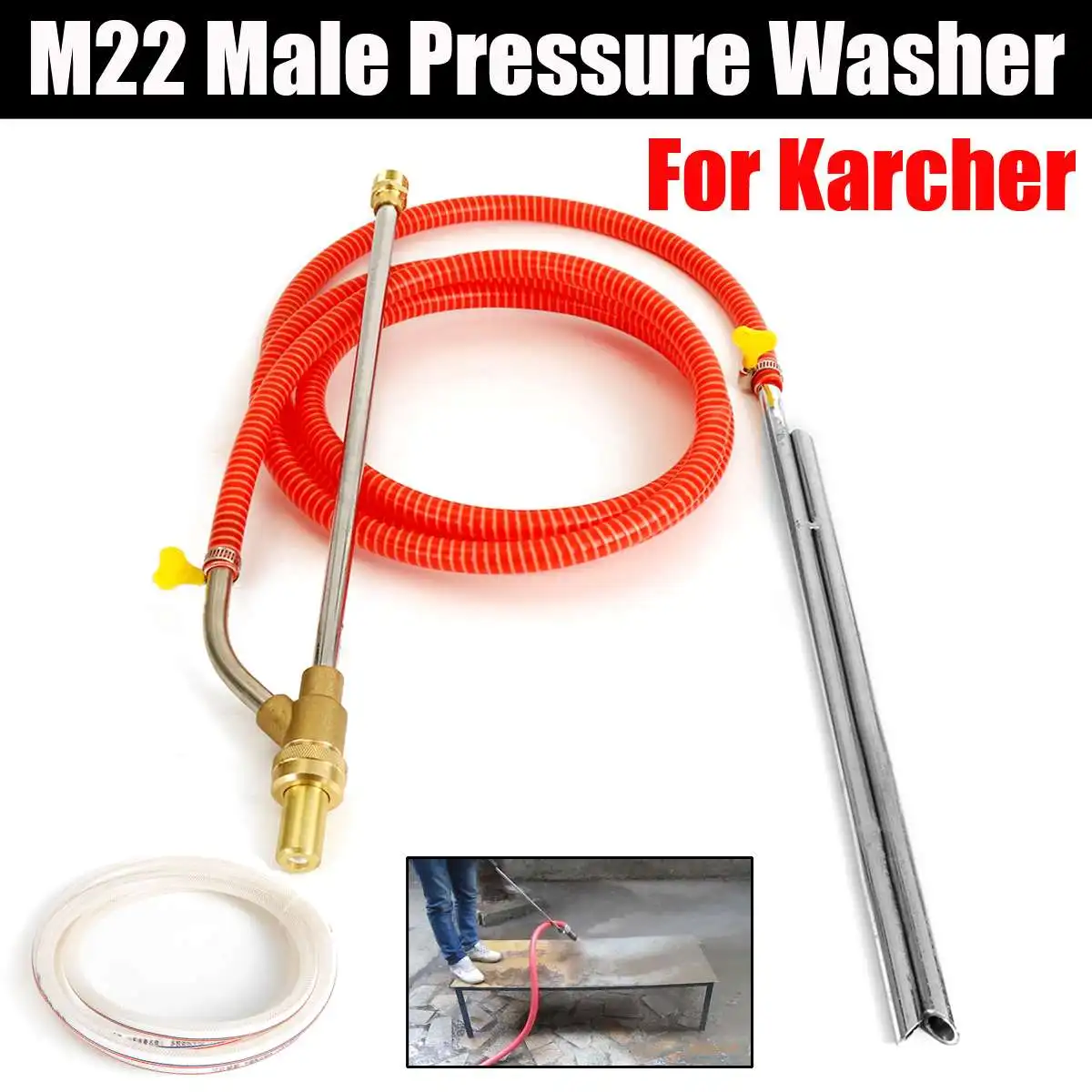 

Washing Machine Lance For Krcher M22 High Pressure White+Red Soft Pipe Hose Garden Water House Connect