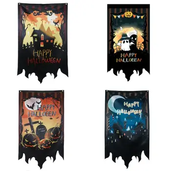 

Halloween Hanging Flag Creepy Ghost Castle Pumpkin Decoration Garden Banner Prop
