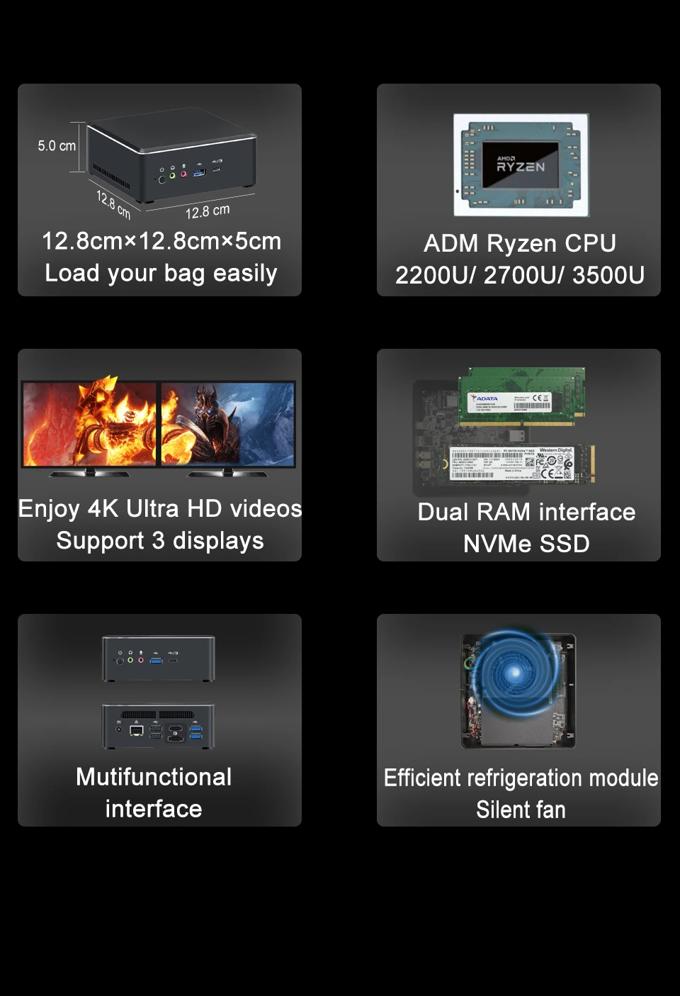 AMD Ryzen Mini PC with Vega Graphics 4K UHD Nvme