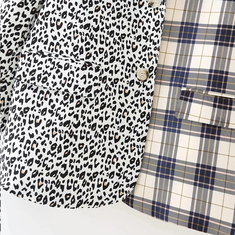 Autumn Winter Fashion Women Blazer Jacket Causal Long Sleeve  Office Lady  Leopard Suit Coat