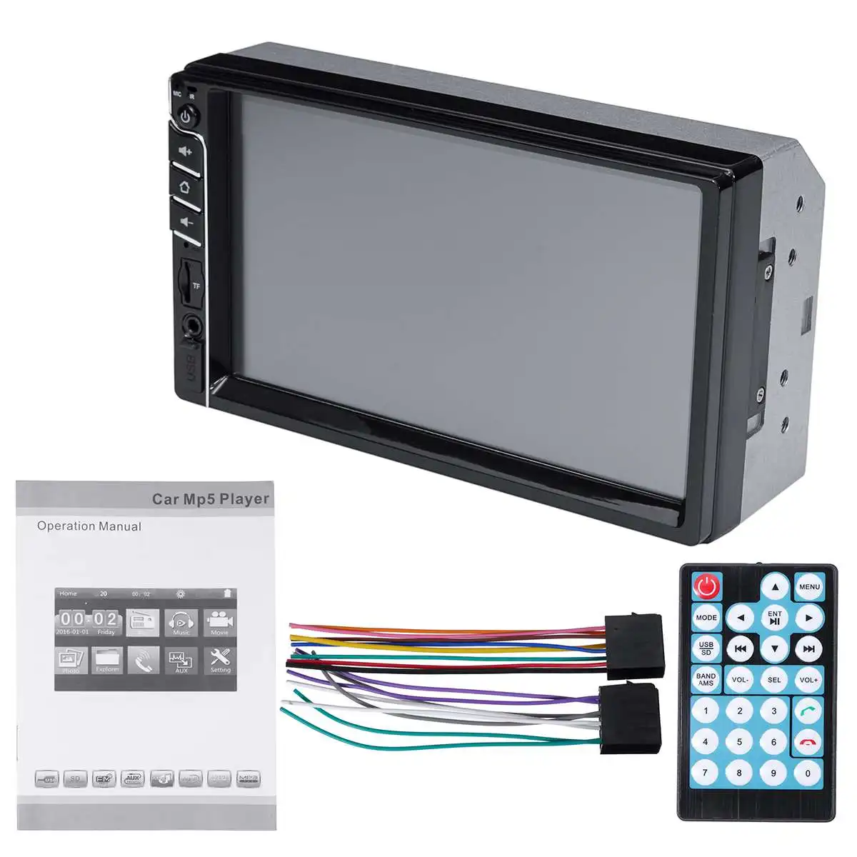 Автомобильный Радио плеер " 2 Din HD сенсорный экран bluetooth FM TF USB Mp5 с камерой заднего вида пульт дистанционного управления Универсальный Автомобильный плеер