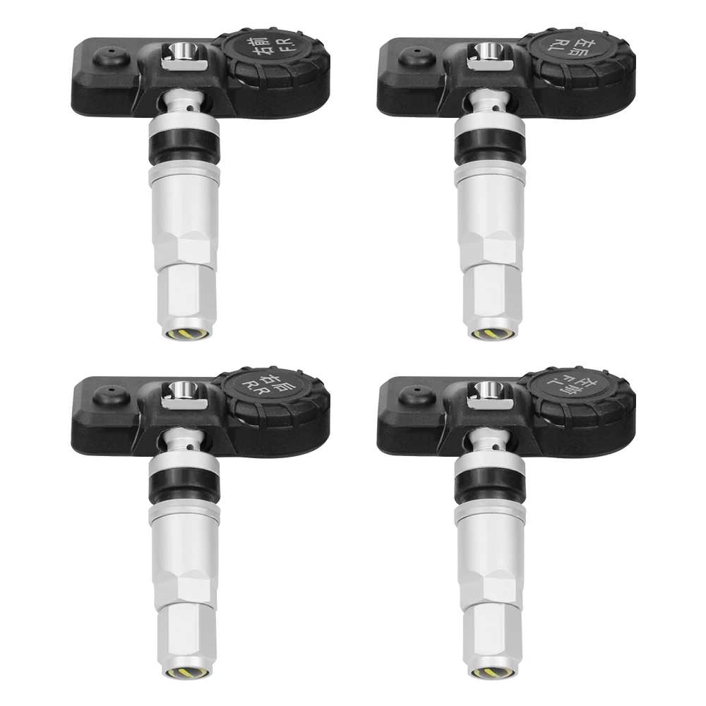 TPMS Wireless Tire Pressure Monitoring System Solar Power Clock LCD Display 4 External/Internal Sensor Tire Pressure Sensors