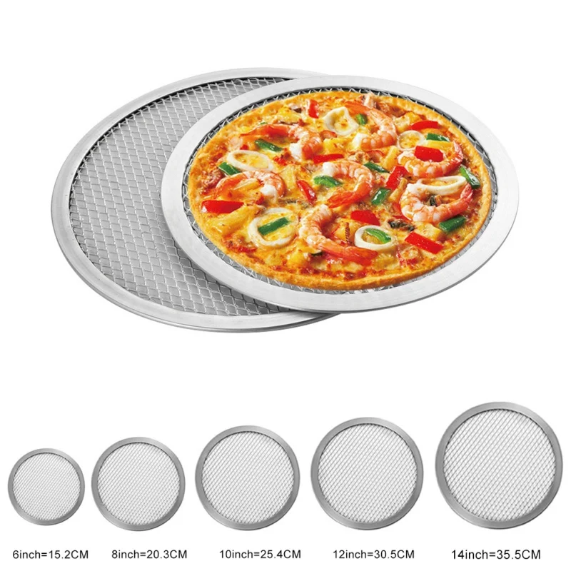 6/8/10/12/14 inch Seamless Aluminum Pizza Screen Baking Tray Metal Net Bakeware Eco-Friendly Kitchen | Дом и сад