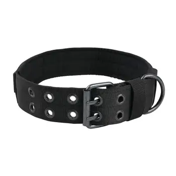 

Nylon tactical dog collar military adjustable training dog collar with bimetallic D ring buckle, XL size adjustable (21"-25"), b