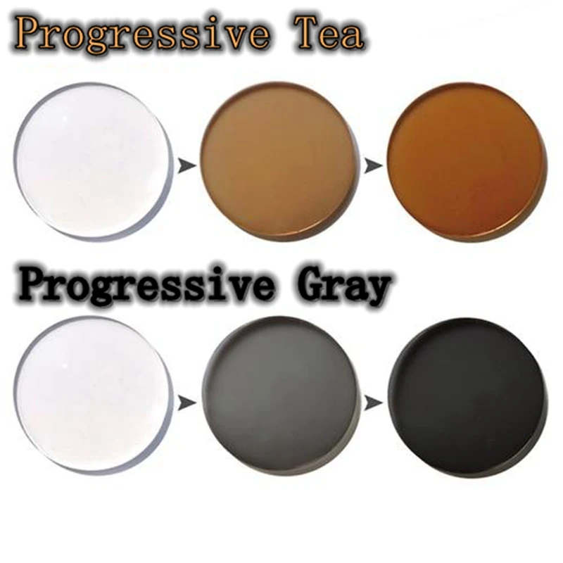 LuckTime 1.56 Bifocal Photochromic Gray Progressive Lenses Multifocal Aspheric Resin Optical Prescription Eye Glasses Lenses