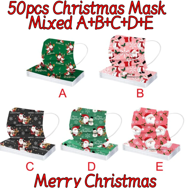 10/50pc Halloween Cosplay Adult Mascarillas Christmas Disposable Face Mask Ear Loop Breathable For Masque Jetables | Красота и