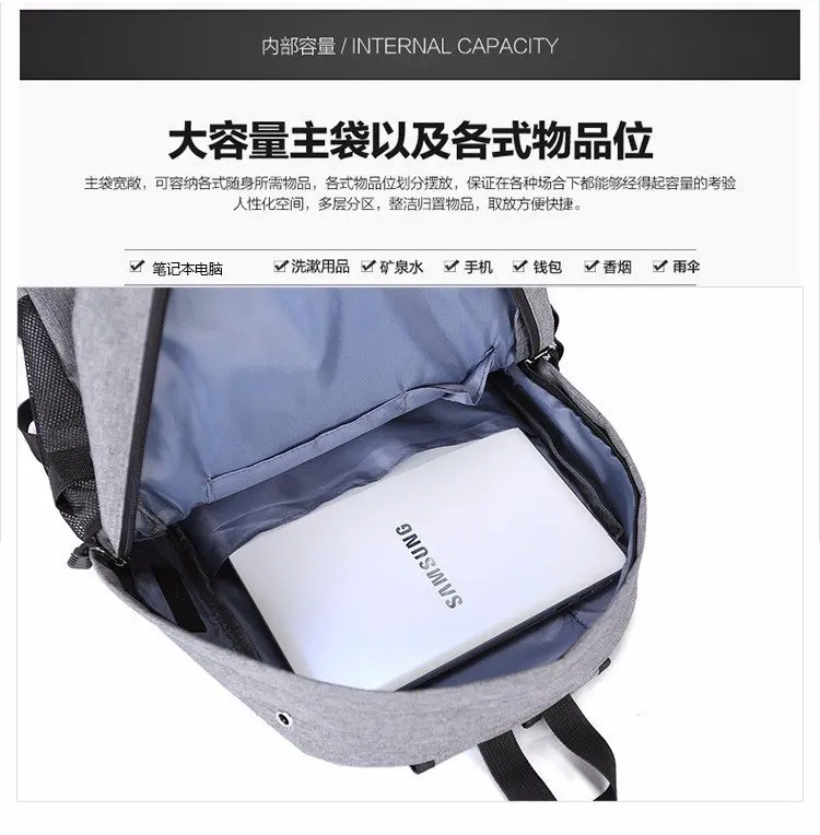 Cross Border Supply of Goods Korean-style Casual Backpack Computer Multi-functional USB Backpack Travel Backpack Schoolbag