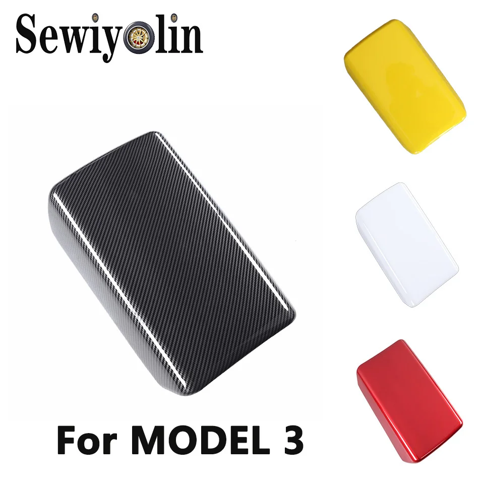 

For Model 3 Car Accessories Armrest Box Protective Cover Central Control Armrest Cover Model Three Carbon Fiber ABS 2017-2020