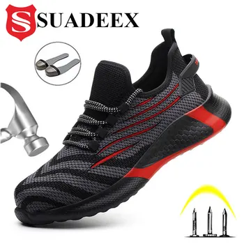 

SUADEEX Men Safety Work Shoes Boots Men Women Lightweight Construction Work Shoes Anti-smashing Steel Toe Safety Work Boot 36-48