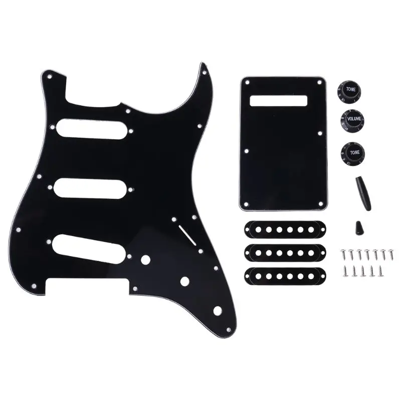 

1set SSS Electric Guitar Pickguard Back Plate Pickup Cover Knobs Tips For St SQ Accessories Parts
