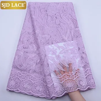 

SJD LACE New French Tulle Lace Fabric Sewing High Quality African Lace Fabric With Sequins Milk Silk Lace For Wedding Sew A1874