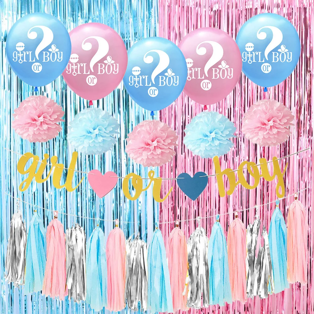 Amawill Baby Shower вечерние воздушные шары набор украшение розовый и синий бахрома