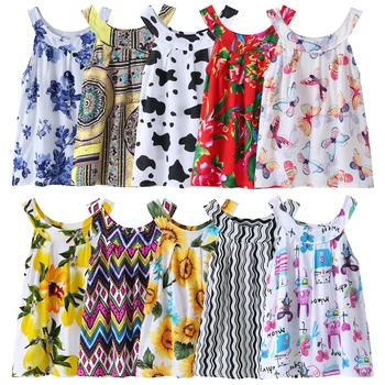 

Summer New Baby Dress Girls Fashion Dresses Cotton Children's Clothes Floral Vest Dot Cow Printed Kids Clothing Lovely Sundres