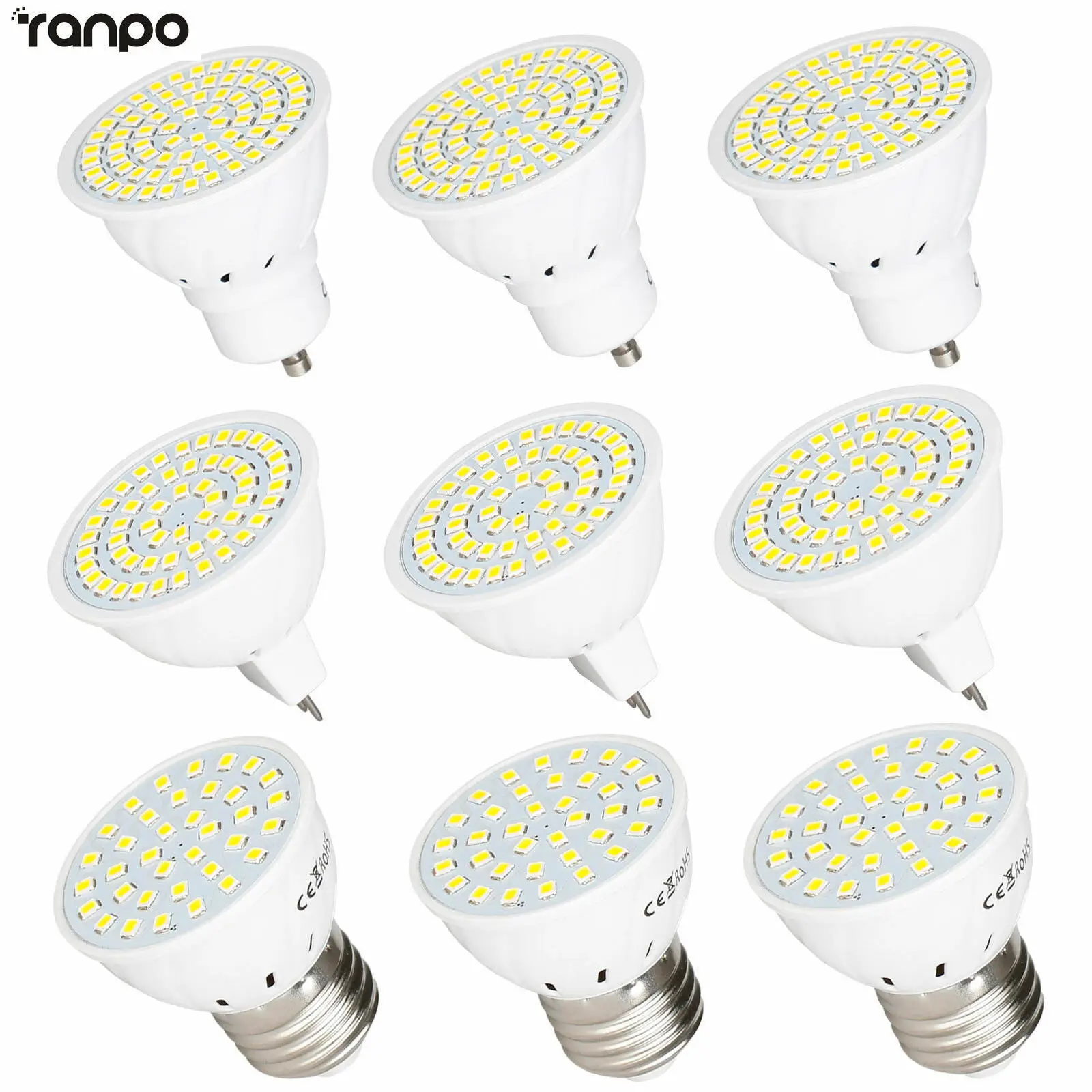 Ampoules LED GU10 MR16, 3W 5W 7W, base à vis 2835 SMD DC 12V 24V, lampe