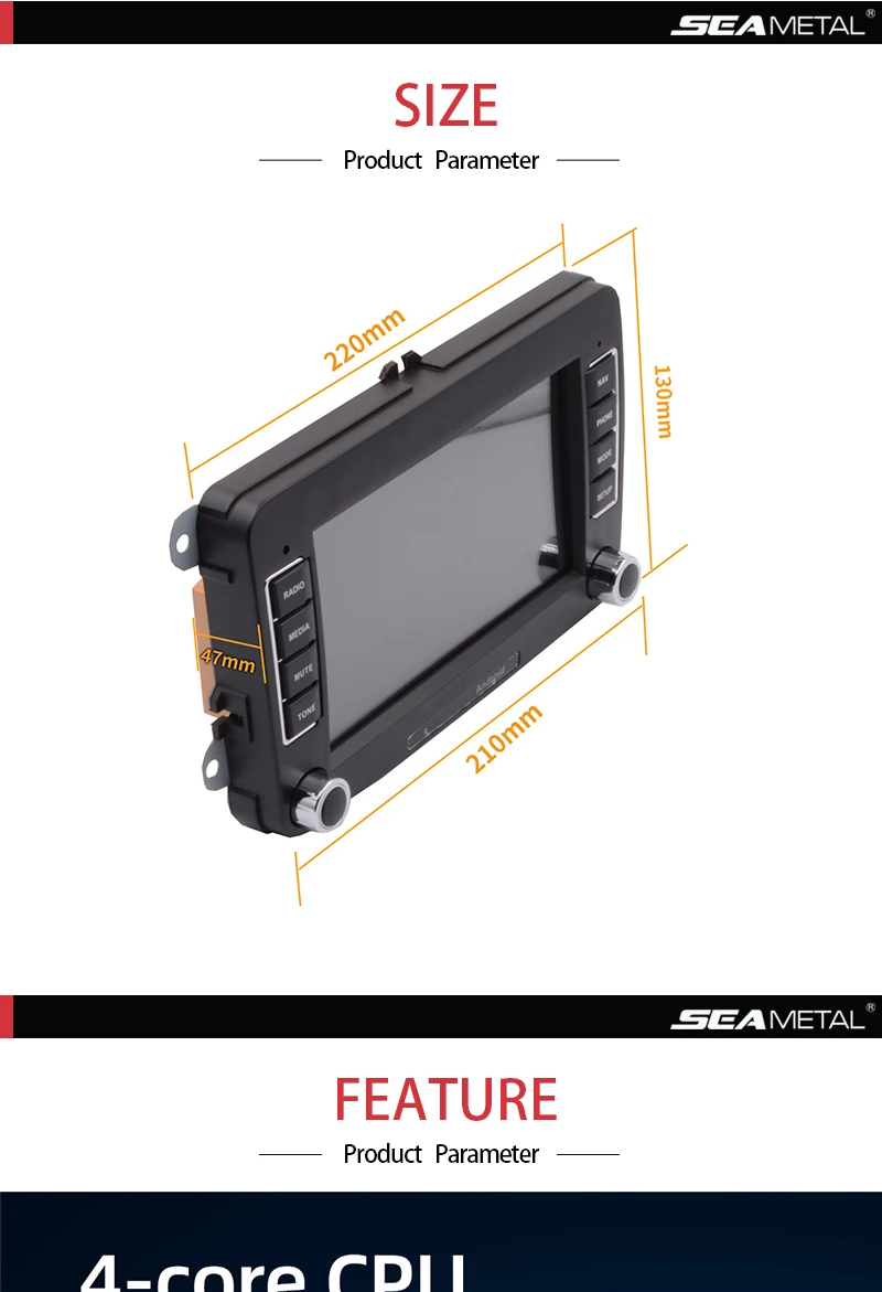 Seametal 7 12V Universal Car Multimedia Player 2 Din Rearview Camera Bluetooth 4.0 GPS WIFI Android 8.1 Car Autoradio Radio