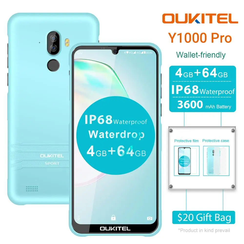 OUKITEL Y1000 Pro смартфон экран 6 08 дюйма Android 19 5 9 04 ГБ ОЗУ 64 Гб ПЗУ MT6763 3600 мАч|Смартфоны| |