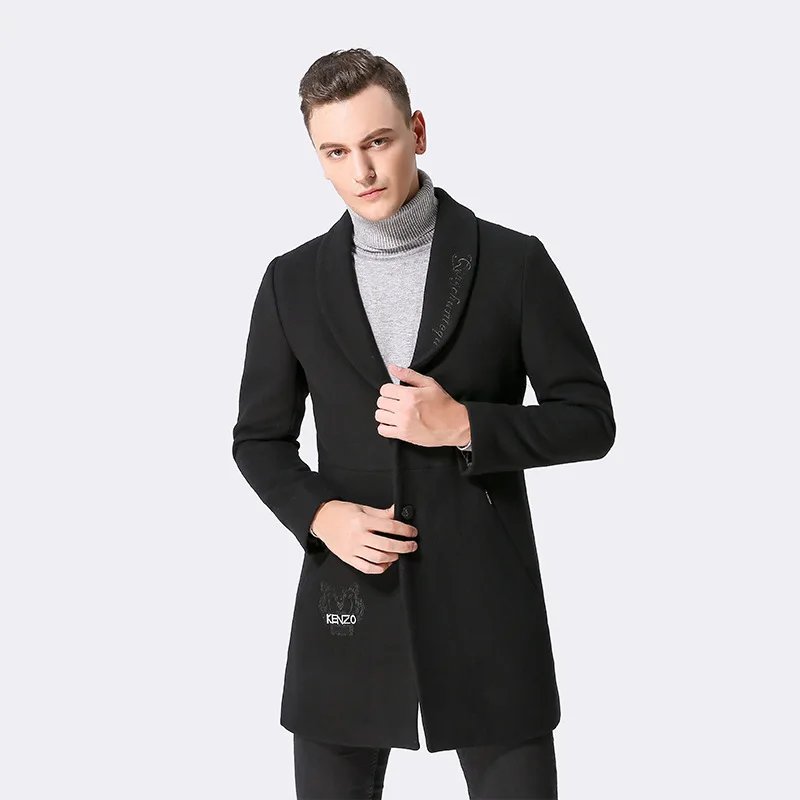 Man Black Woolen Coat 2020 Autumn Winter Fashion Korean Men's Jackets Overcoat Abrigo Hombre KJ260 Man Black Woolen Coat 2020 Autumn Winter Fashion Korean Men's Jackets Overcoat Abrigo Hombre KJ260