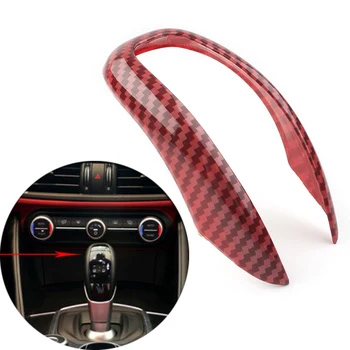 

Red Carbon Fiber Car Interior Gear Shifter Knob Head Frame Cover Trim For Alfa Romeo Giulia Stelvio 2017 2018 2019 2020