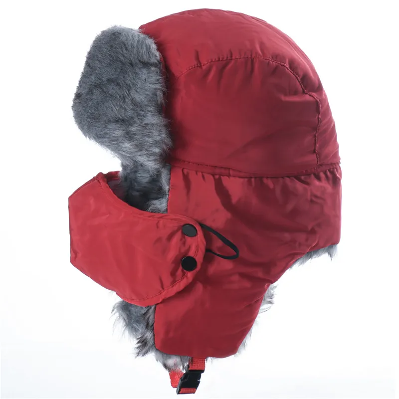 thermal aviator bomber winter hat CAMOLAND Wholesale Winter Bomber Hat Women Men Russia Ushanka Trapper Trooper Hats Male Thermal Faux Fur Earflap Snow Caps orange mad bomber hat