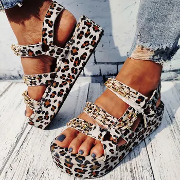 

Big size 43 In Stock Casual INS HOT 2020 flat Platform snake print fashion Gladiator sandals women's summer casual shoes female