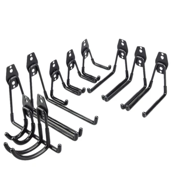 

10Pcs Garage Hooks Steel Garage Storage Hooks Utility Double Hooks for Organizing Power Tools, Ladders, Bikes, Bulk Items