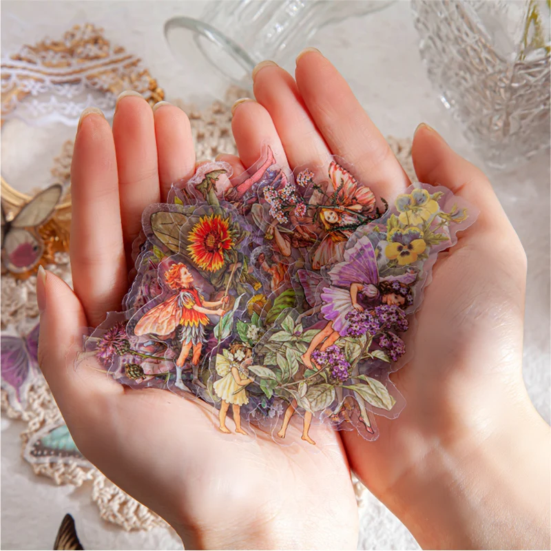 

PET Butterfly Flower Butterfly Stickers Decals Vintage Transparent Waterproof for Scrapbooking Diary Album Journals