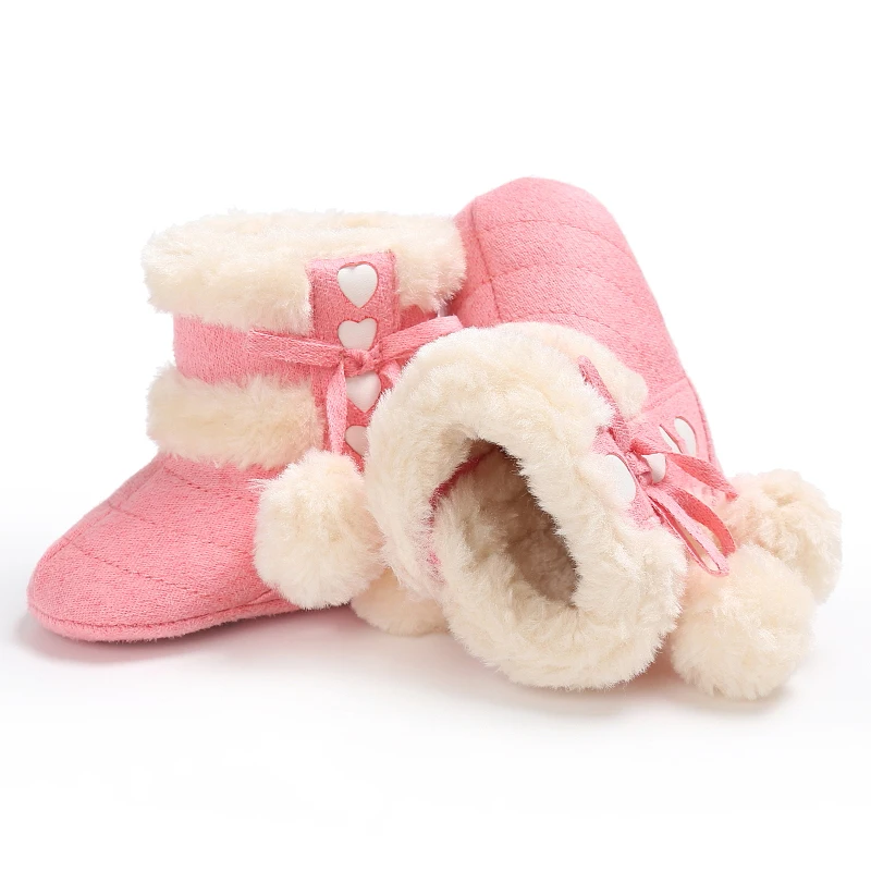 Обувь для маленьких девочек; мягкая обувь с подошвой для кроватки; теплые зимние сапоги для новорожденных детей
