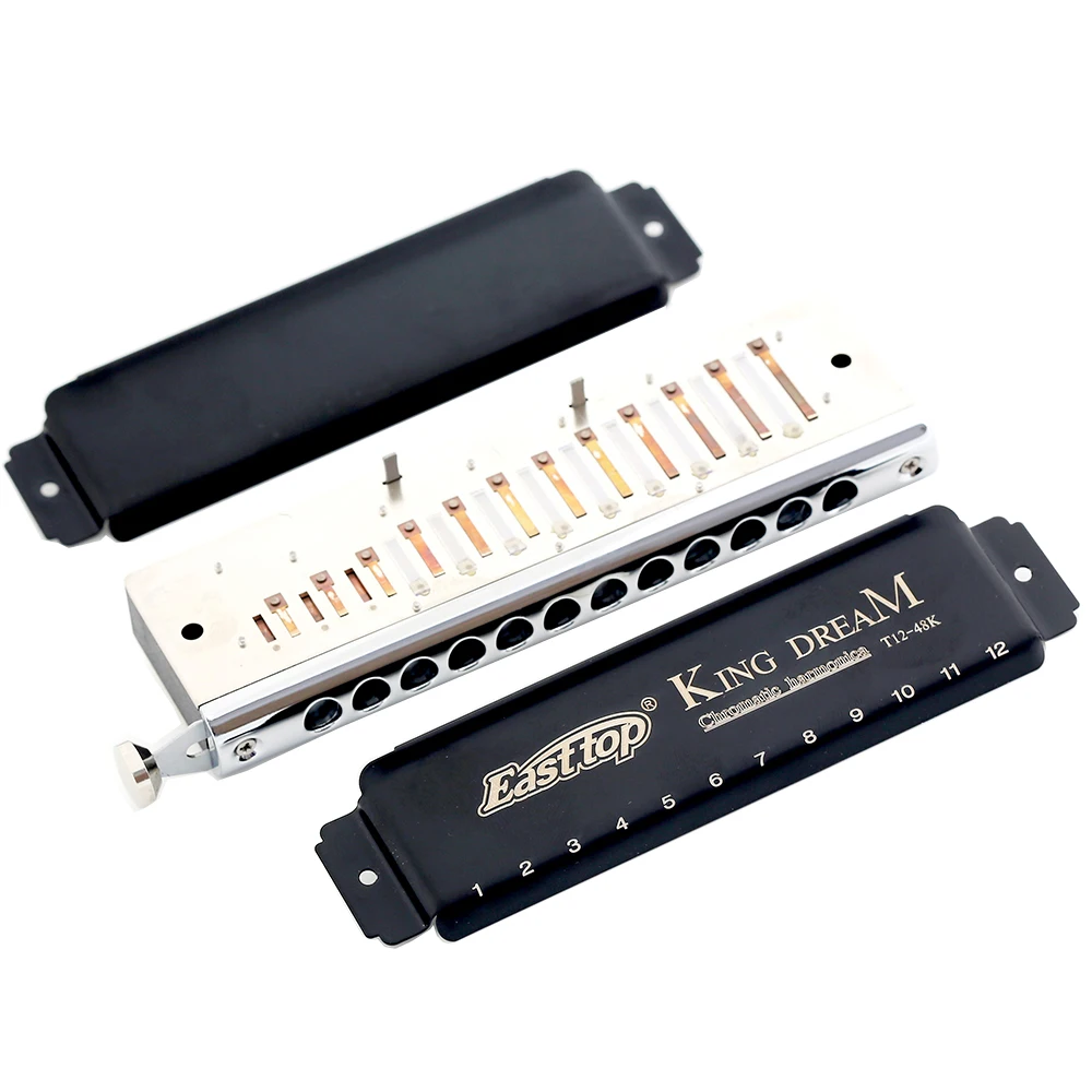 Easttop Harmonica Chromatic Harp T1248K 12 Hole 48 Tone Mouth Organ Professional Musical Instruments Key C Stainless Steel Cover chromatic harmonica mouth harp
