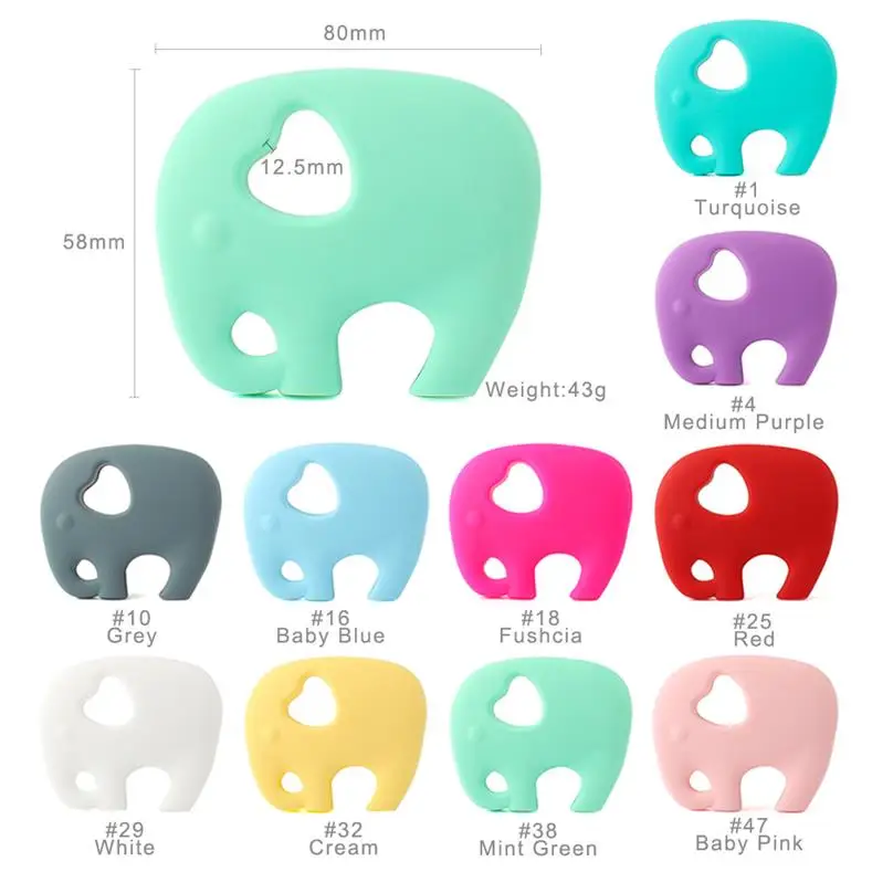 10pcs Elephant Keep& Grow 10 шт. Силиконовые Прорезыватели животные коала медведь собака Детские Прорезыватели DIY пустышки бусы-клипсы Прорезыватели игрушки детские товары - Цвет: 10pcs Elephant