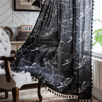 

Fantastic Curtains Window Treatment Cotton Linen Semi-shading Black High-grade Shiny Fabrics Cortinas Exterior Decoration